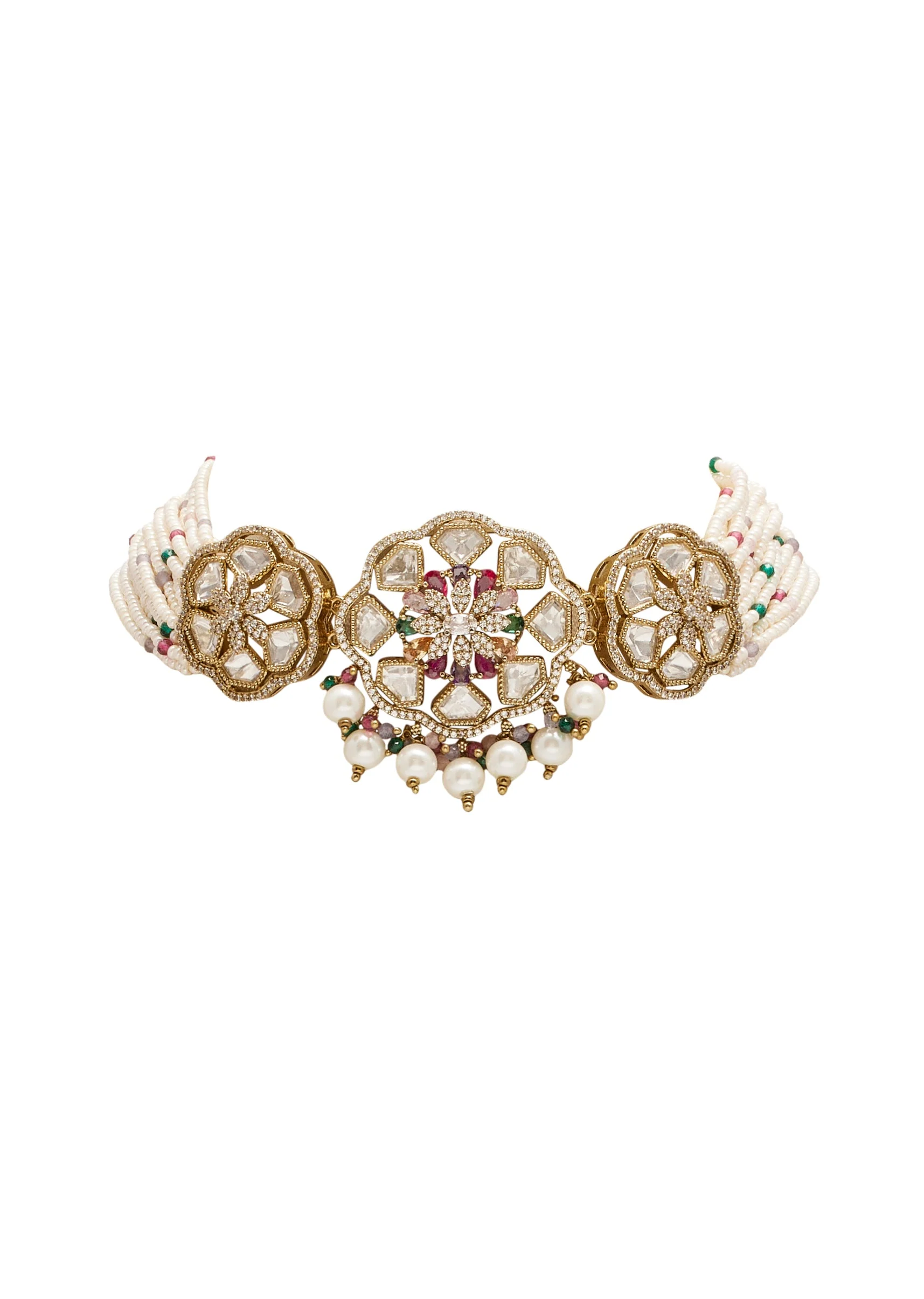 White Gold Festive Necklace Set