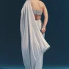 Light Blue Corset Blouse With Unstitched Saree