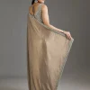 Beige Rose Gold Chiffon Saree With Embellished Border