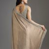 Beige Rose Gold Chiffon Saree With Embellished Border