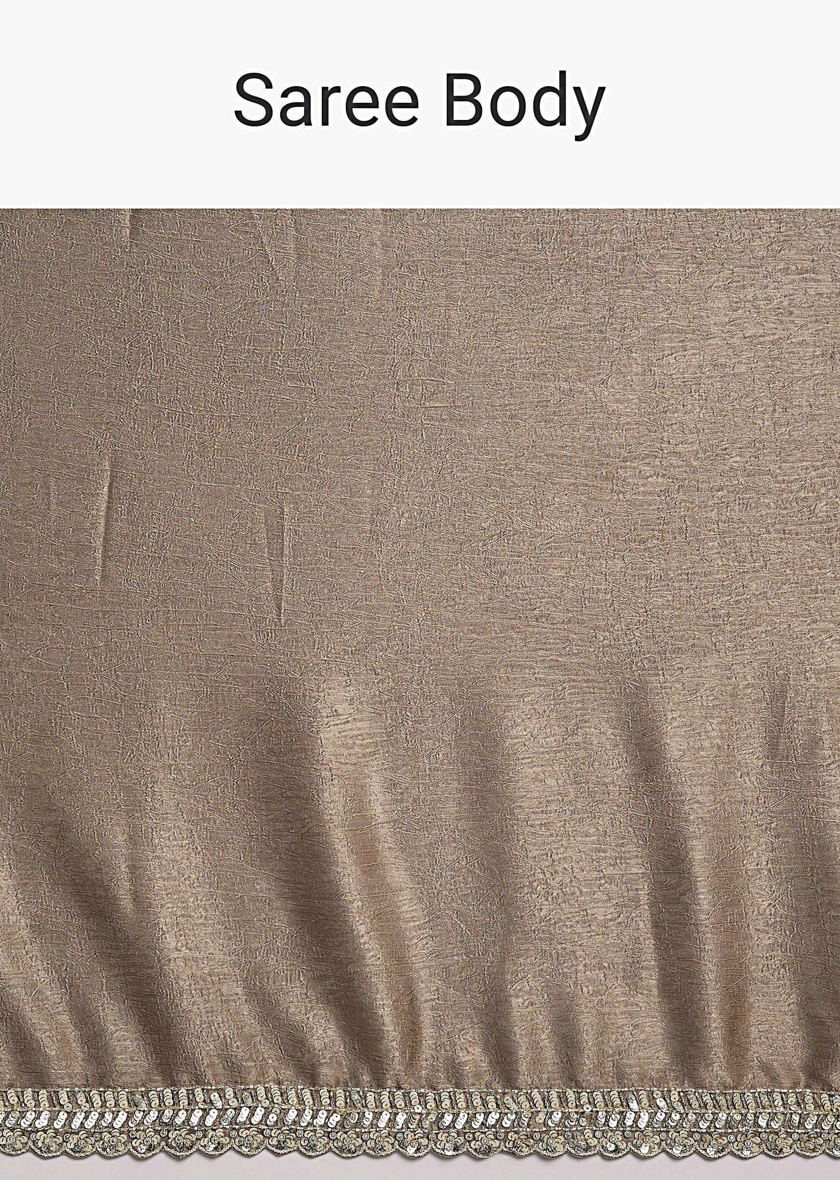 Beige Rose Gold Chiffon Saree With Embellished Border