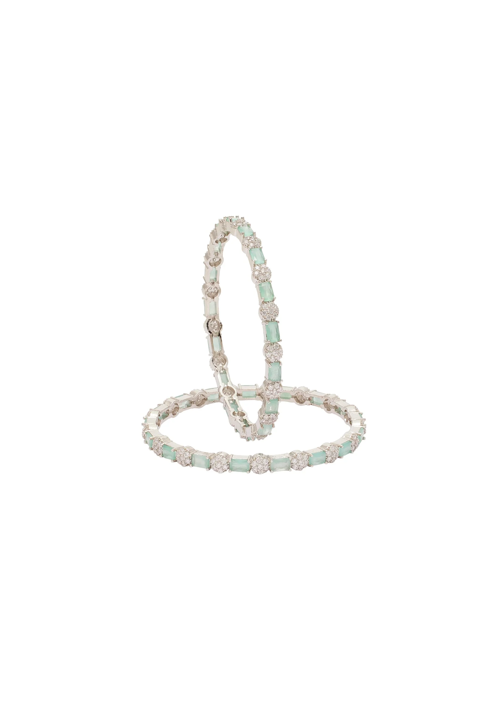Aqua Enamel Zirconia Bangles