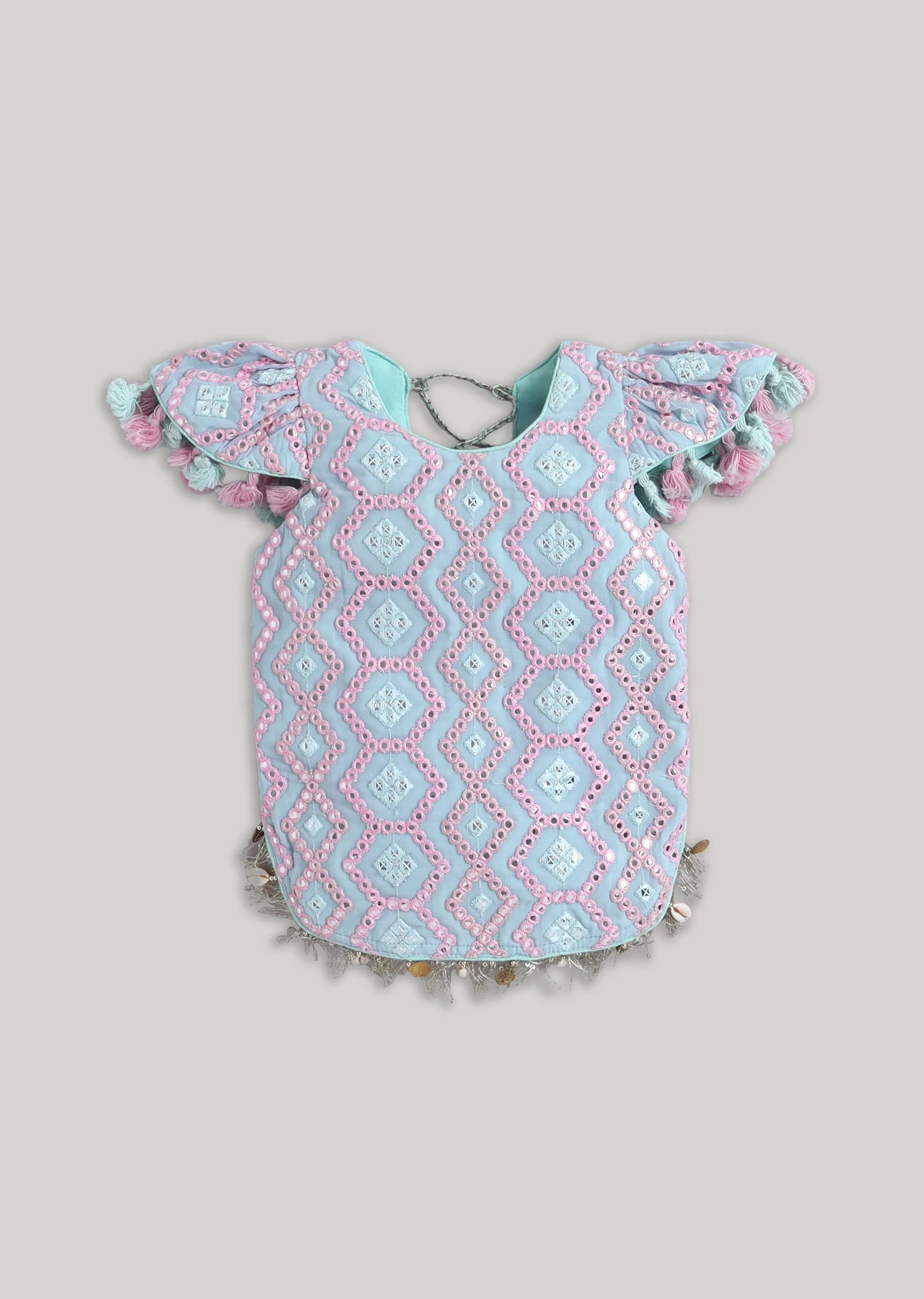 Blue And Pink Printed Salwar Kameez Set