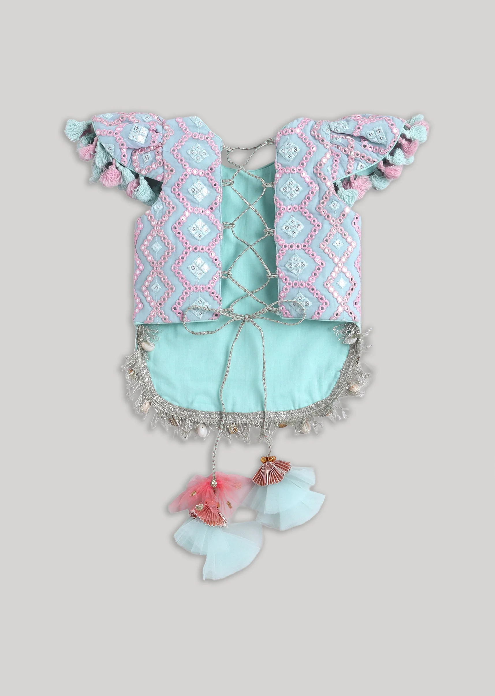 Blue And Pink Printed Salwar Kameez Set