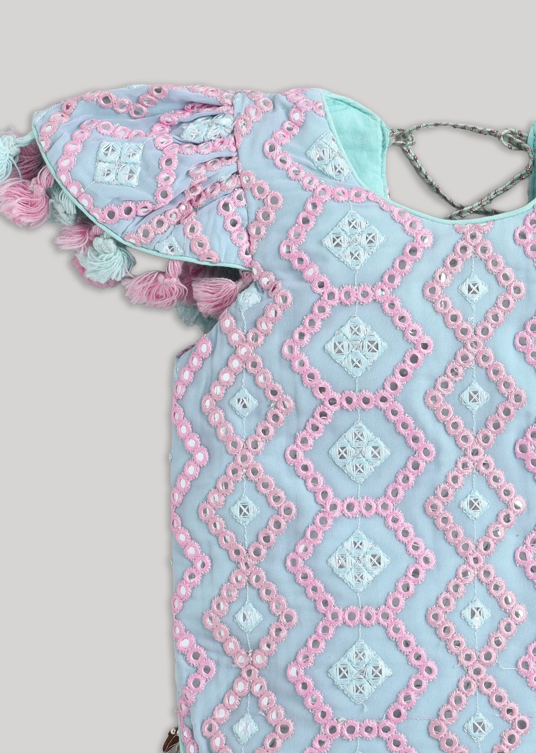 Blue And Pink Printed Salwar Kameez Set