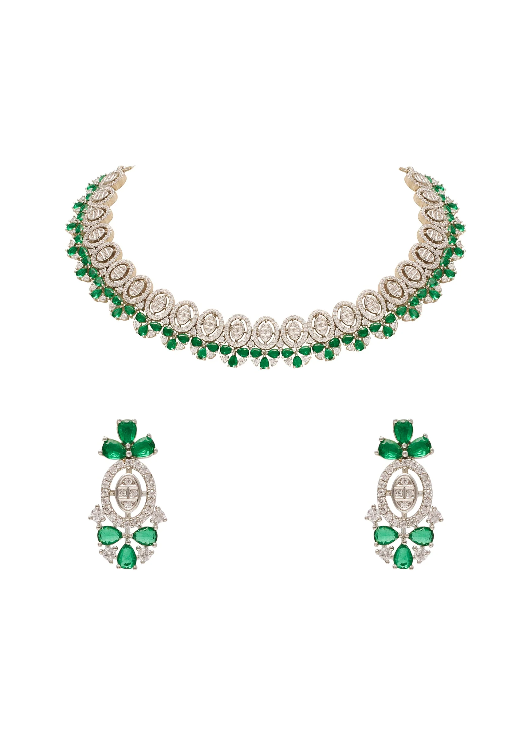 Silver Kundan Zirconia Necklace Set