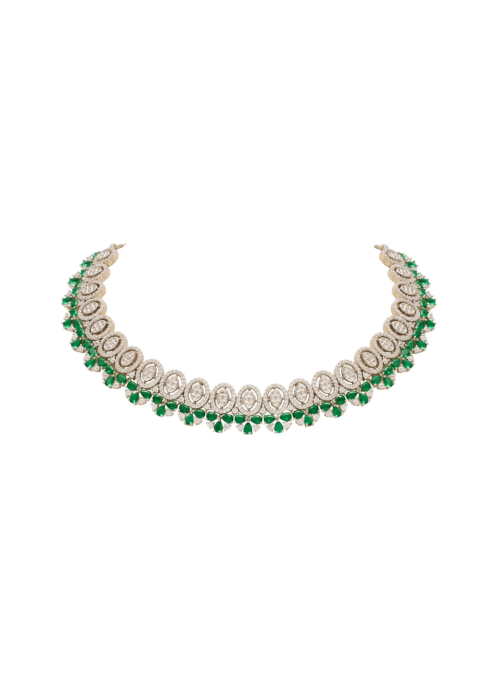 Silver Kundan Zirconia Necklace Set