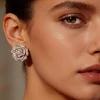 White Silver Modern Stud Earrings