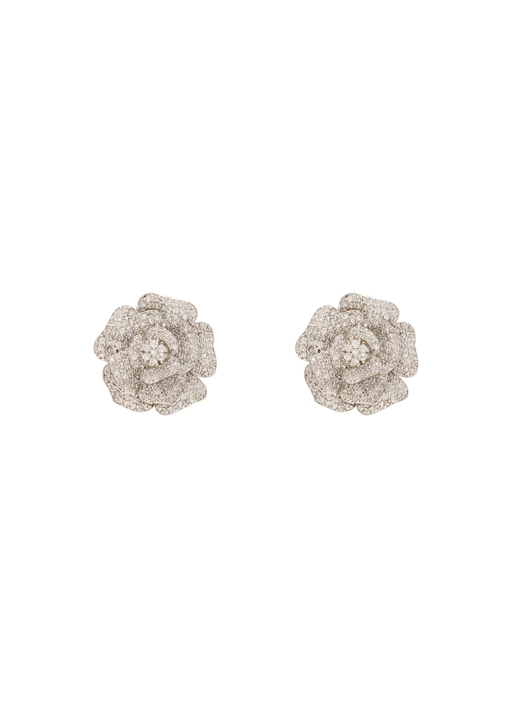 White Silver Modern Stud Earrings