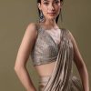 Antique Gold Pre-Stitched Frill Saree With Sequin Blouse