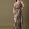 Antique Gold Pre-Stitched Frill Saree With Sequin Blouse