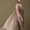 Antique Gold Pre-Stitched Frill Saree With Sequin Blouse