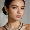 Green Silver Contemporary Necklace Set