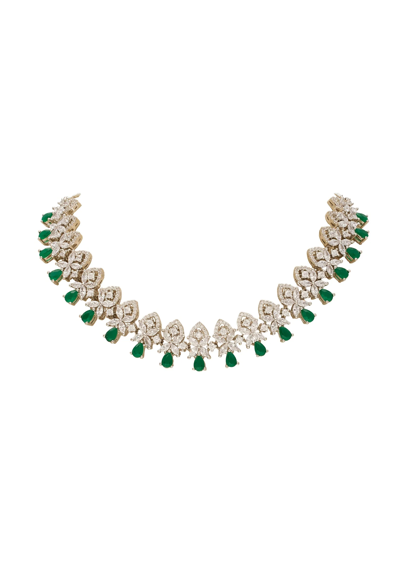 Green Silver Contemporary Necklace Set