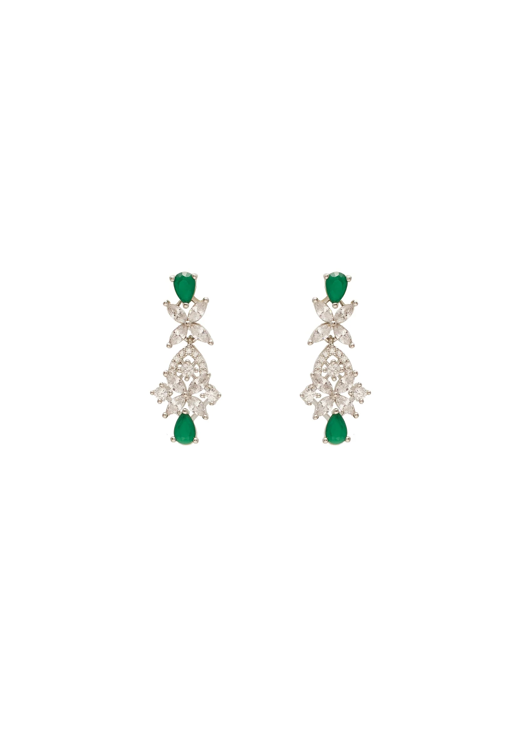 Green Silver Contemporary Necklace Set