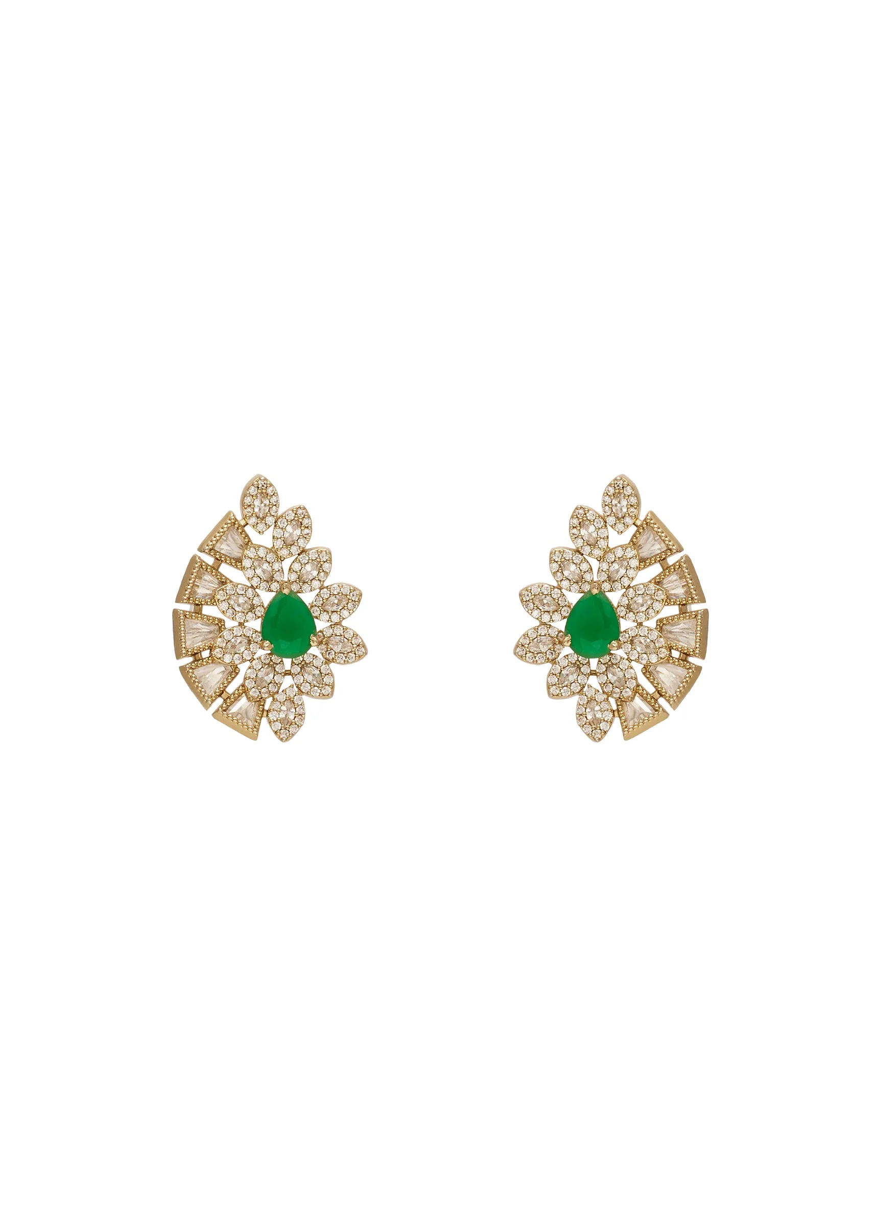 Kundan Green Earrings