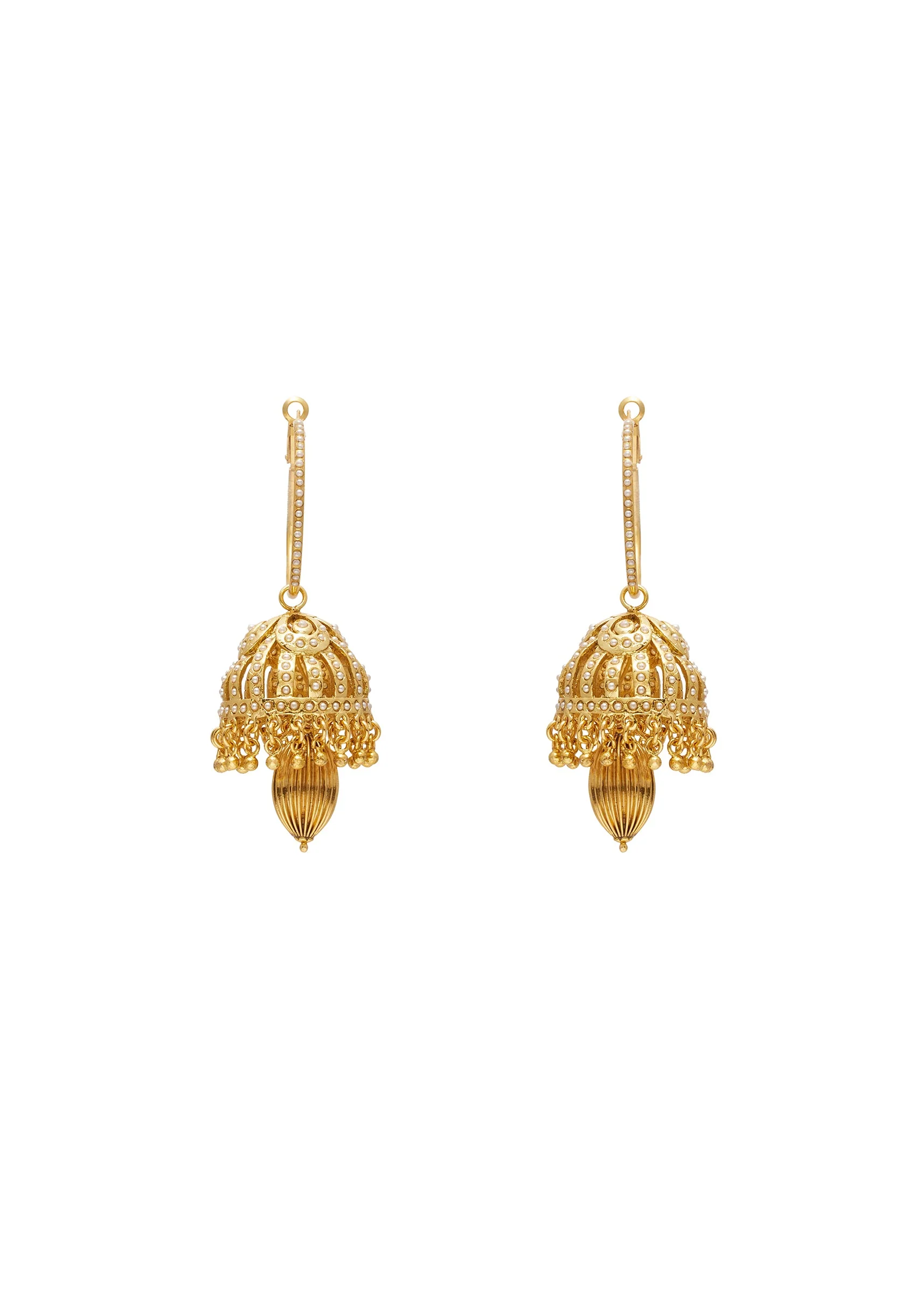Gold Kundan Jhumka Earrings