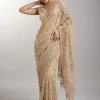 Gold Sequin Embellished Net Saree