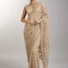 Gold Sequin Embellished Net Saree