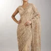 Gold Sequin Embellished Net Saree