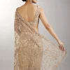 Gold Sequin Embellished Net Saree