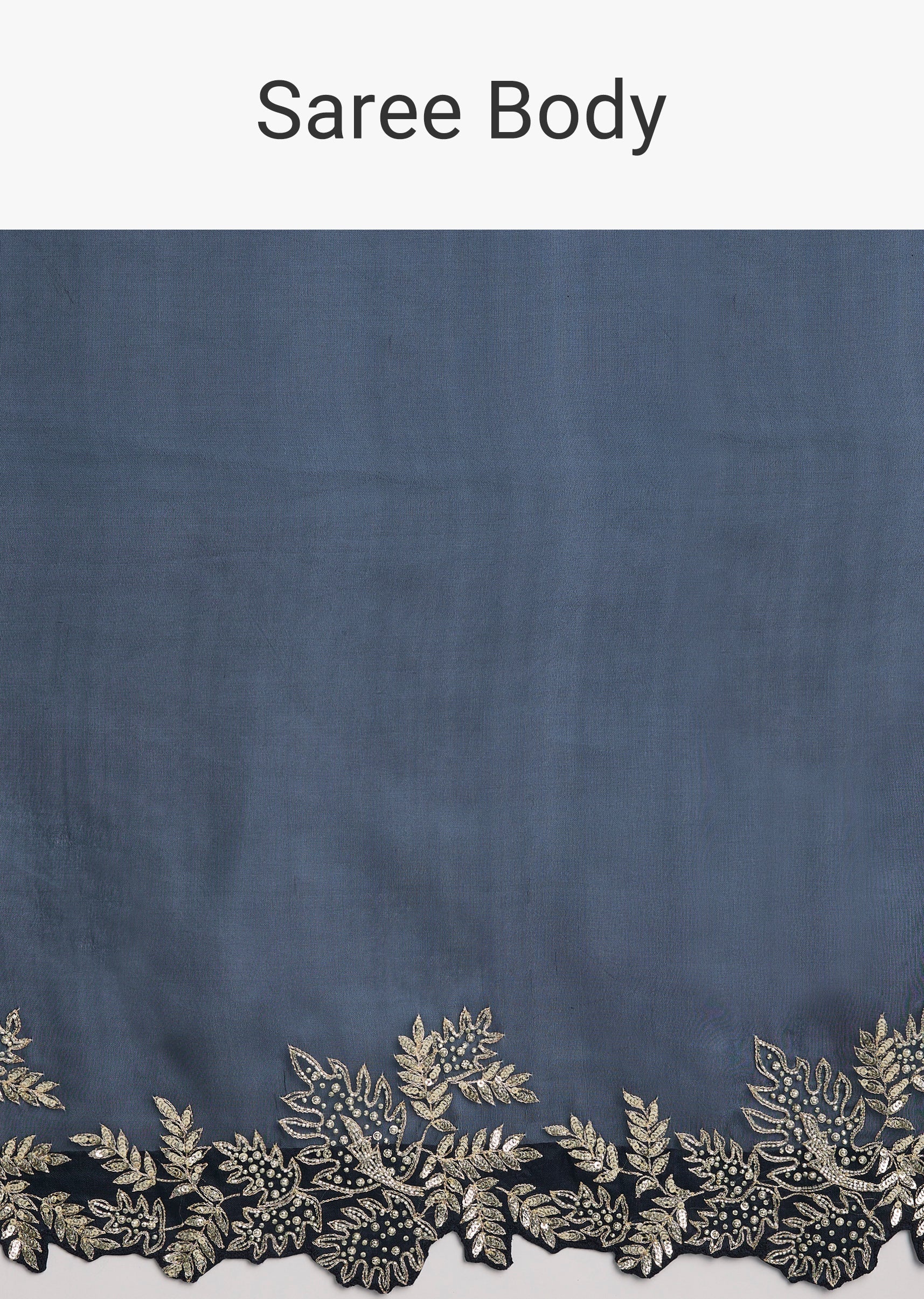 Navy Blue Organza Saree With Embellished Blouse