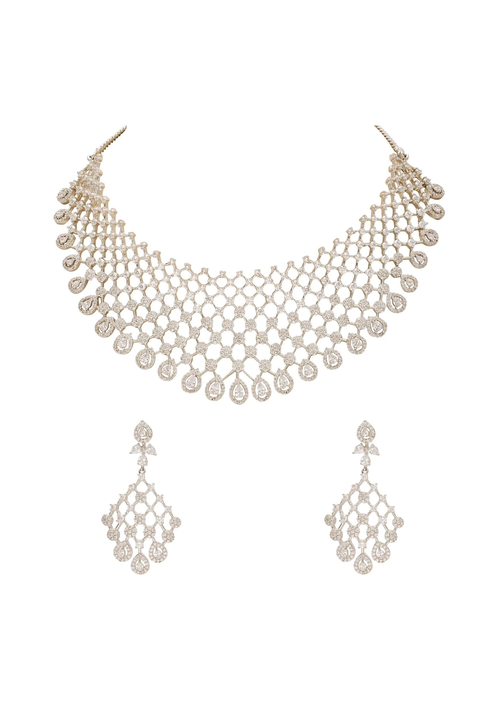 Silver Zirconia Necklace Set