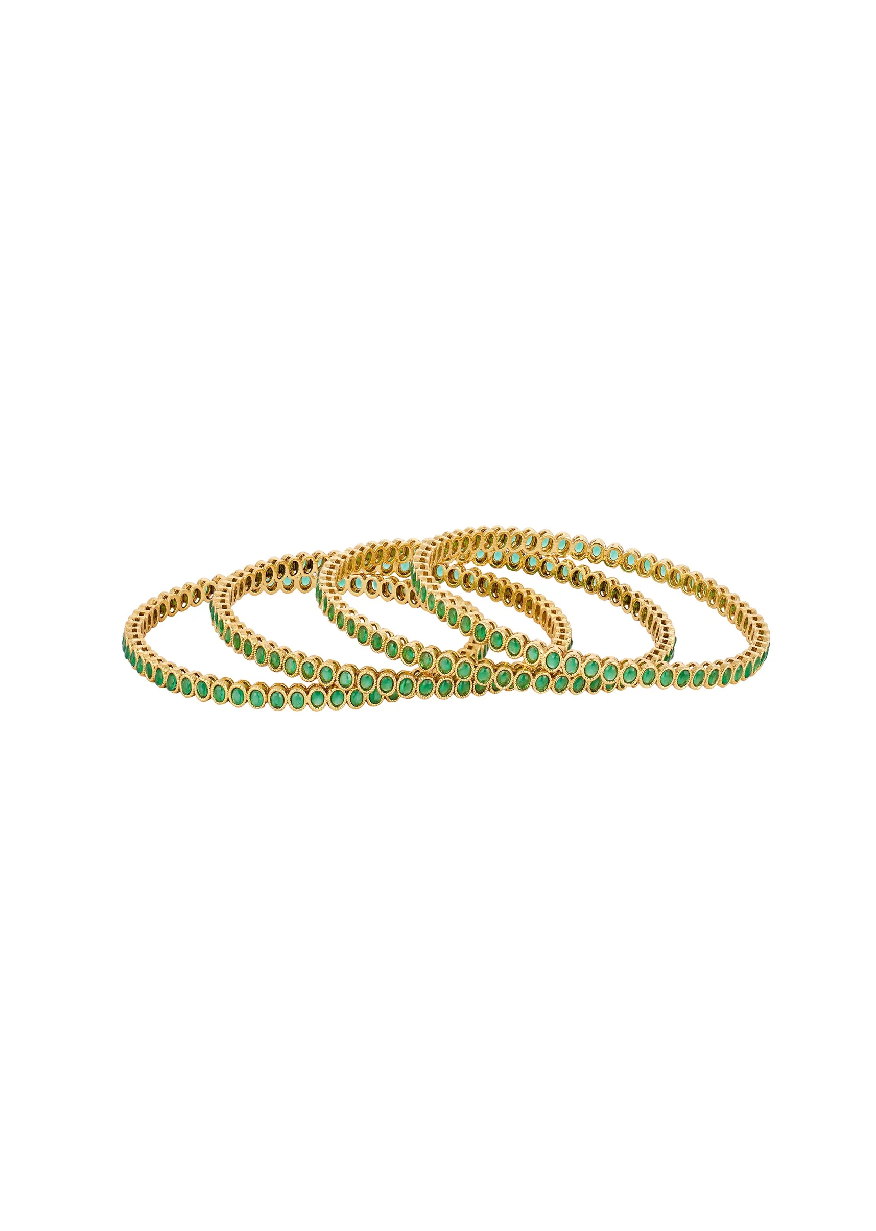 724-gold-finish-bangle-with-traditional-temple-motifs-and-green-simulated-stones-2.webp Gold Finish Bangle With Traditional Temple Motifs And Green Simulated Stones