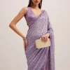 Lavender Half And Half Sequins Saree