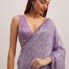 Lavender Half And Half Sequins Saree