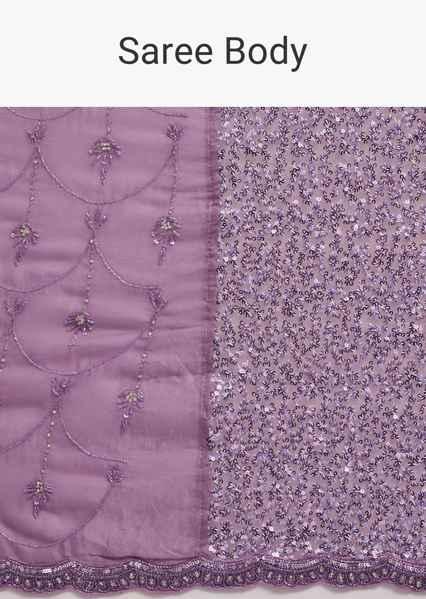 Lavender Half And Half Sequins Saree