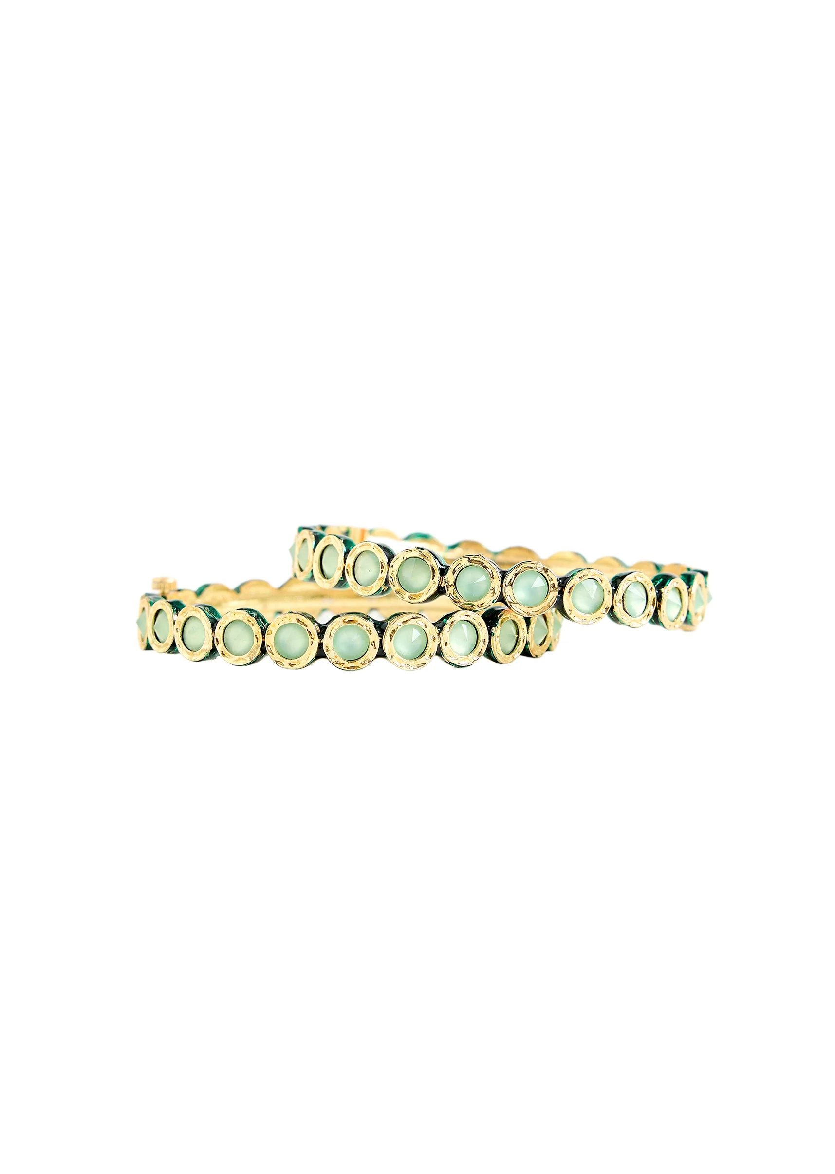 Elegant Gold Tone Green Stone Bangles for Women