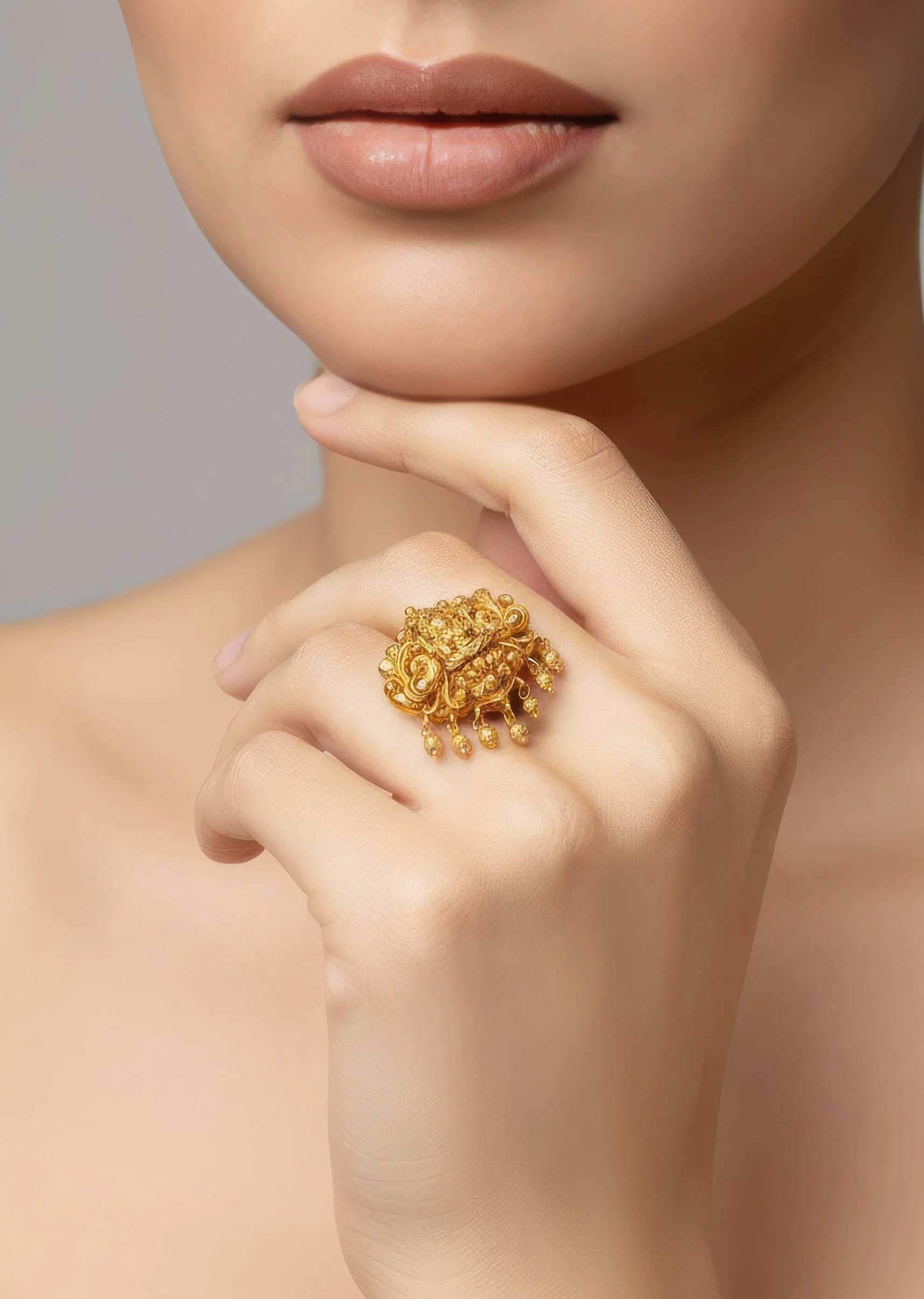 726-gold-toned-ring-with-temple-style-motifs-1.webp Gold Toned Ring With Temple Style Motifs