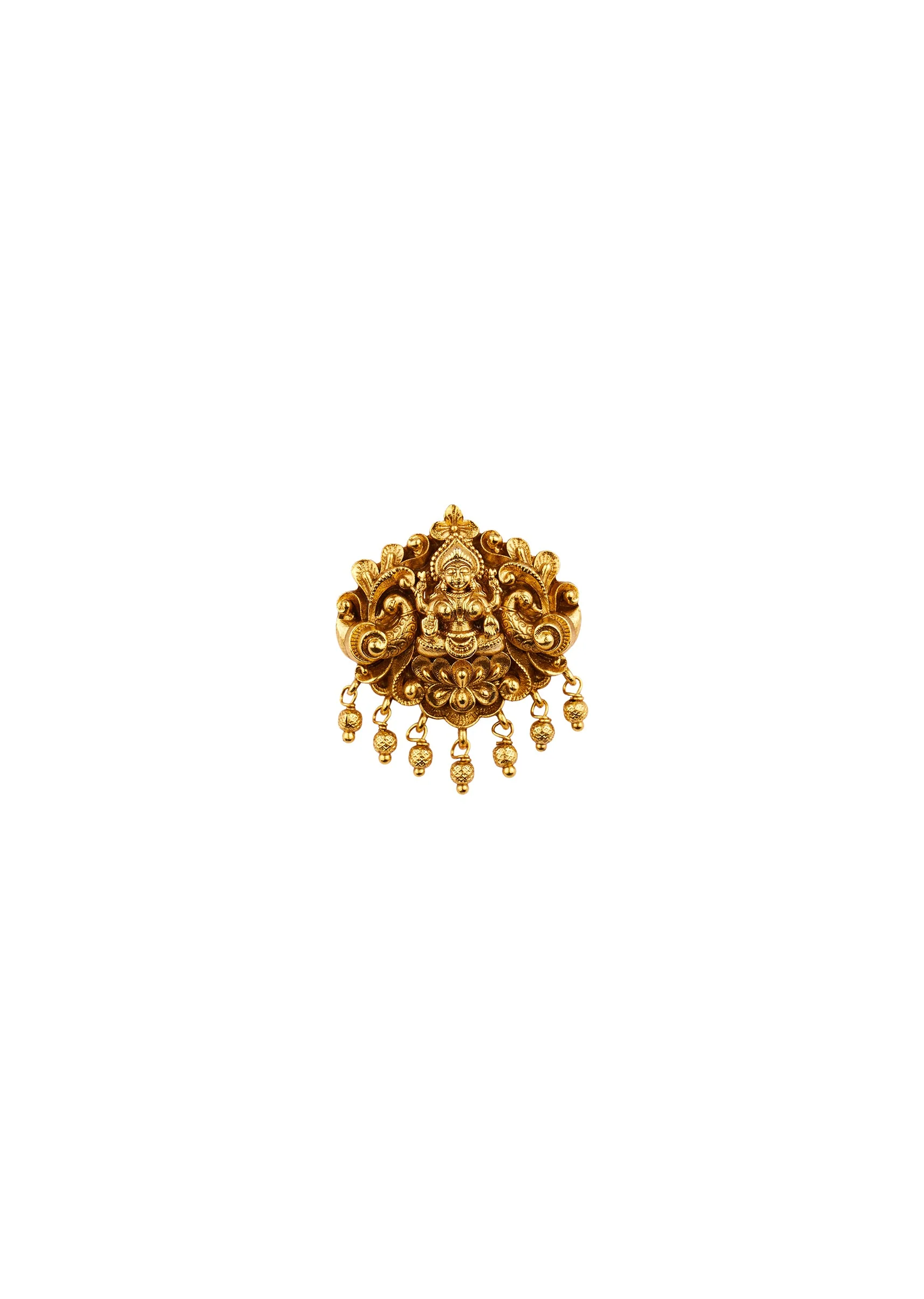Gold Toned Ring With Temple Style Motifs