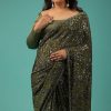 7269-capulet-olive-green-saree-in-sequins-with-embroidery-10.jpg Capulet Olive Green Saree In Sequins With Embroidery