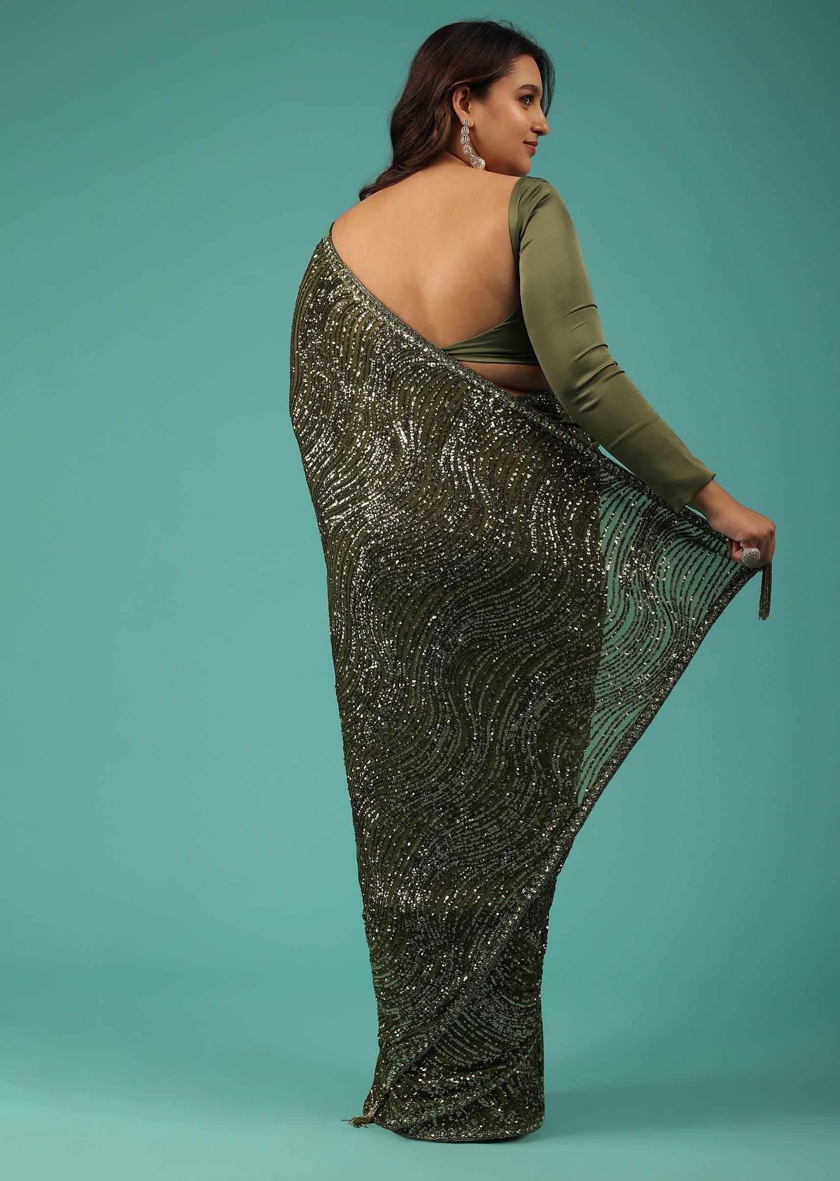 7269-capulet-olive-green-saree-in-sequins-with-embroidery-8.jpg Capulet Olive Green Saree In Sequins With Embroidery