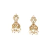 728-gold-finish-jhumka-earrings-in-polki-with-white-simulated-pearls-2.webp Gold Finish Jhumka Earrings In Polki With White Simulated Pearls