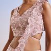 Pink Sequins Embroidered Ready Pleated Saree With Blouse