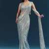 Mint Blue Ready Pleated Saree Set