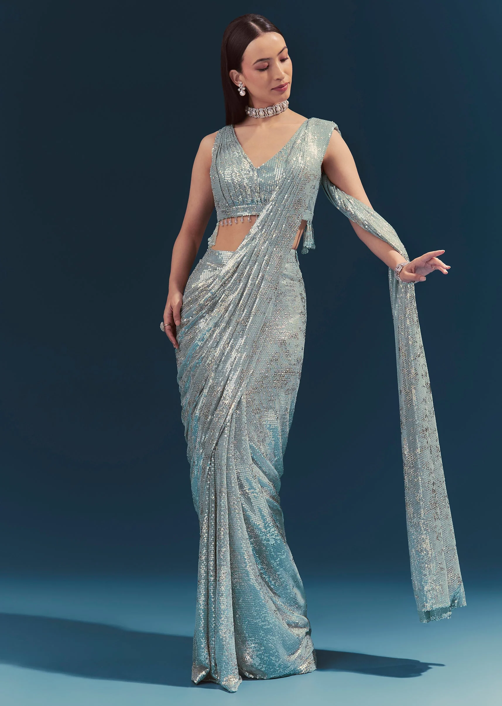 7317-mint-blue-ready-pleated-saree-set-1.webp Mint Blue Ready Pleated Saree Set