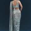 Mint Blue Ready Pleated Saree Set
