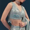 Mint Blue Ready Pleated Saree Set