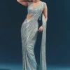 Mint Blue Ready Pleated Saree Set