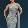 Mint Blue Ready Pleated Saree Set