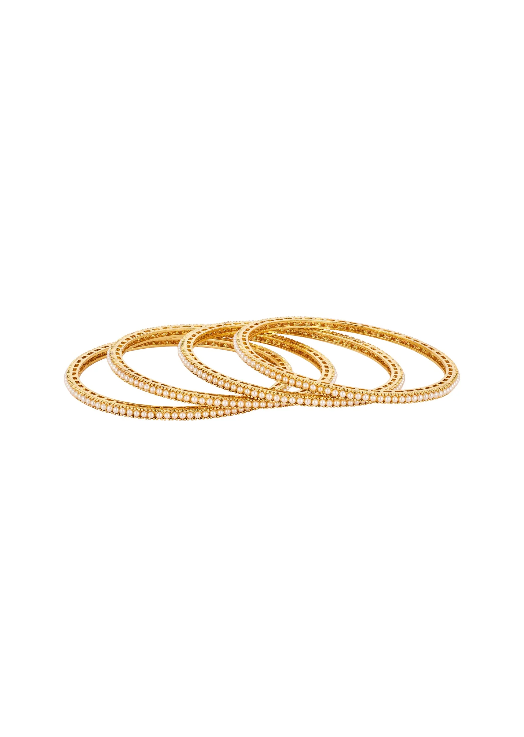 732-gold-finish-bangles-with-traditional-temple-motifs-and-white-pearls-2.webp Gold Finish Bangles With Traditional Temple Motifs And White Pearls