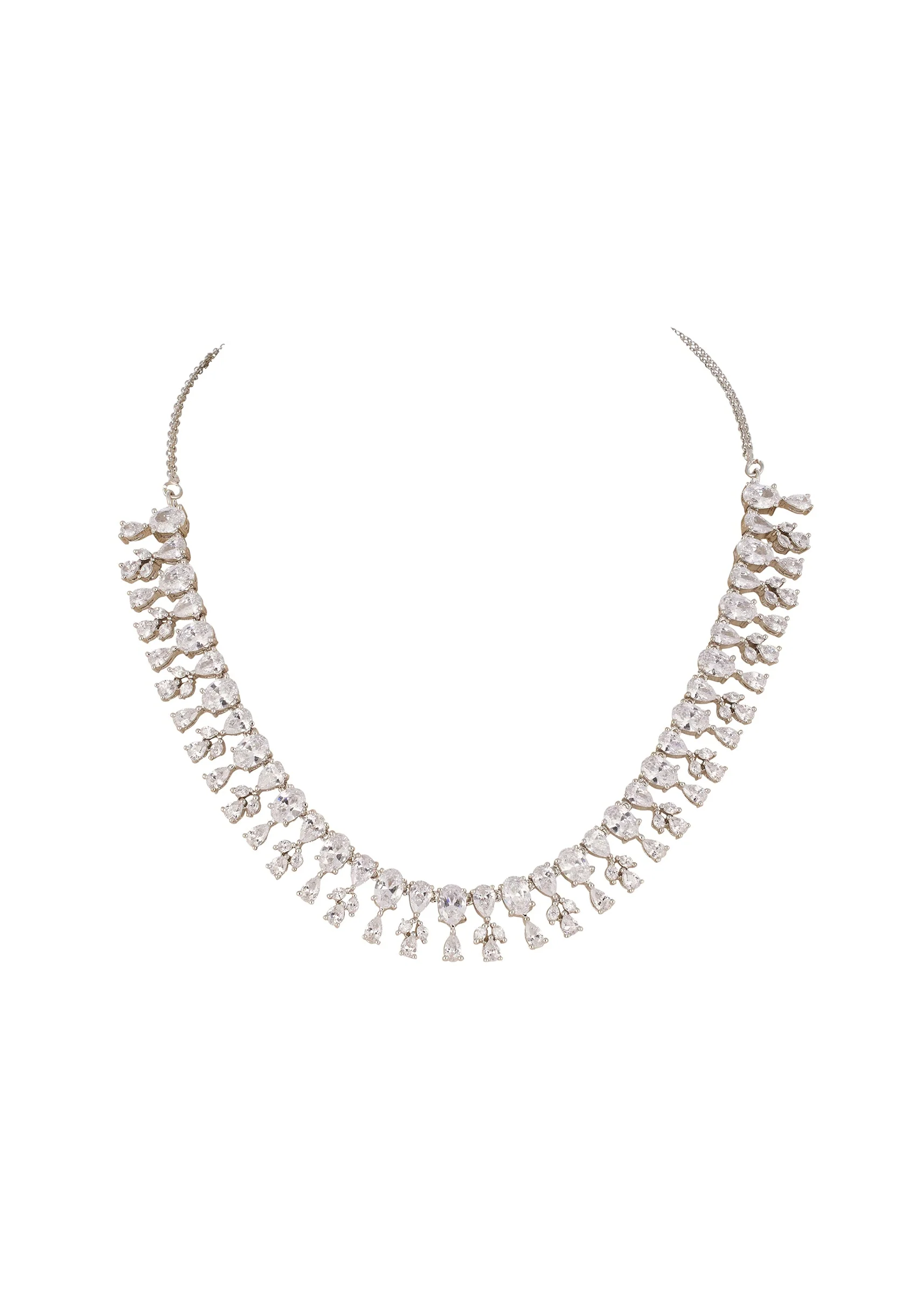 733-silver-finish-necklace-set-with-modern-fringe-style-and-cubic-zirconia-accents-2.webp Silver Finish Necklace Set With Modern Fringe Style And Cubic Zirconia Accents