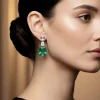734-silver-finish-earrings-in-mix-metal-with-large-green-emerald-style-stone-1.webp Silver Finish Earrings In Mix Metal With Large Green Emerald Style Stone