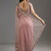 Mauve Net Embellished Saree With Sequins Blouse