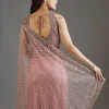 Mauve Net Embellished Saree With Sequins Blouse