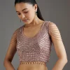 Mauve Net Embellished Saree With Sequins Blouse